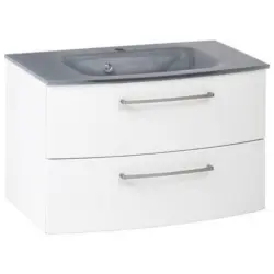 Waschbecken mit Unterschrank Stockholm B: 80cm Weiß/Grau