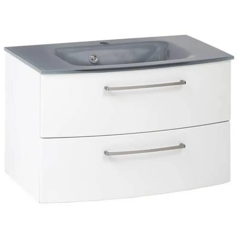 Waschbecken mit Unterschrank Stockholm B: 80cm Weiß/Grau