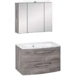 M&ouml;belix Badm&ouml;bel-set 3-tlg. Inkl. Led Stockholm 80cm Eiche Dekor