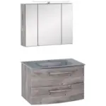 M&ouml;belix Badm&ouml;bel-Set 3-Tlg. inkl. LED Stockholm 80cm Grau
