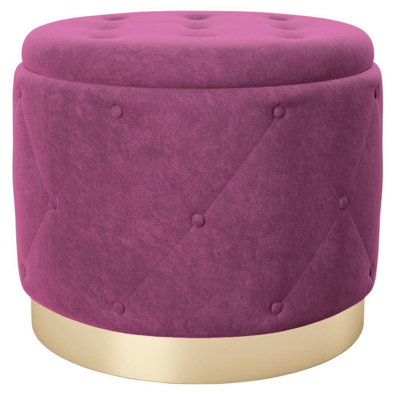 Hocker Pouf Liz Samt Lila H: 40 cm mit Stauraum