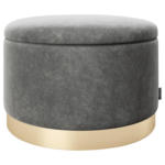 Möbelix Pouf Sue Samt Anthrazit/ Goldfarben DxH 55x35 cm