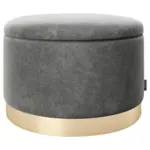 Möbelix Pouf Sue Samt Anthrazit/ Goldfarben DxH 55x35 cm