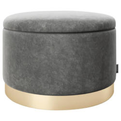 Pouf Sue Samt Anthrazit/ Goldfarben DxH 55x35 cm