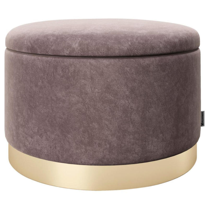 Pouf Sue Samt Rosa/Goldfarben DxH 55x35 cm mit Stauraum