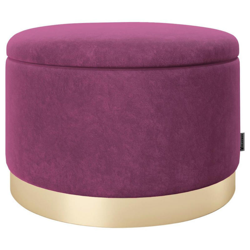 Pouf Sue Samt Lila/Goldfarben DxH 55x35 cm mit Stauraum