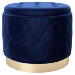 Möbelix Pouf Liz Samt Blau/Goldfarben DxH 50x40 cm mit Stauraum