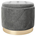 Möbelix Pouf Liz Samt Anthrazit/Gold DxH 50x40 cm mit Stauraum