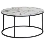 M&ouml;belix Couchtisch In Marmoroptik Rund mit Stahlgestell Wei&szlig;/Schwarz