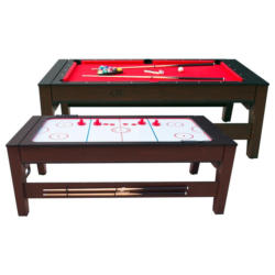 Multi-Spieltisch Reverso Pool+ Airhockey, Braun/Rot/Weiß