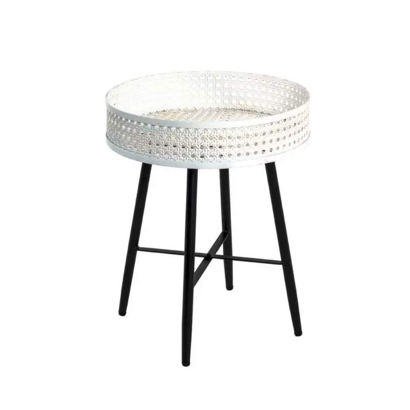 Beistelltisch Rund Bettina, Creme/schwarz