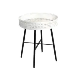 Beistelltisch Rund Blerta, Creme/schwarz