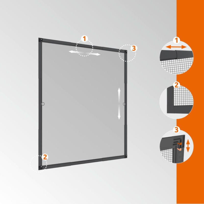 Fliegengitter Fenster 130x150 cm Anthrazit, Wetterfest