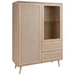 Highboard + Glastür 101,5 Cm Bali, Eiche/geflechtoptik