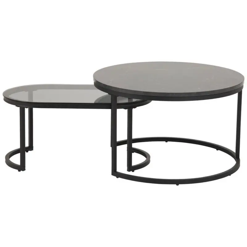 Couchtisch Rund 2er-Set Spiro, Schwarz