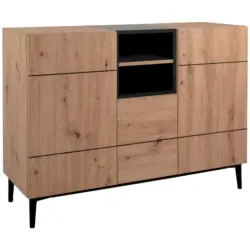 Kommode B 120 cm Nola, Eiche Dekor/Schwarz