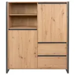 Möbelix Highboard Grifflos 120 Cm Denver 51, Eiche/anthrazit