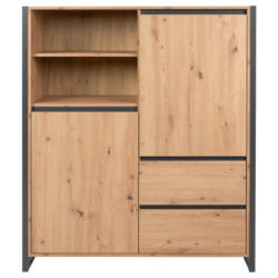 Highboard Grifflos 120 Cm Denver 51, Eiche/anthrazit