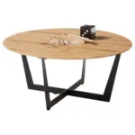 Möbelix Couchtisch Rund mit Holzplatte Kenny, Eiche/Schwarz