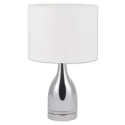 Led-tischlampe Weiß/ Chromfarben Textilschirm