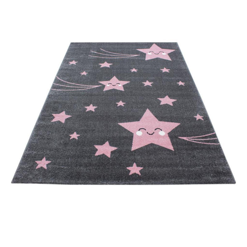 Kinderteppich Stern Grau/Pink Kids 80x150 cm