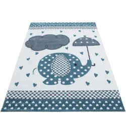 Kinderteppich Elefant Blau/grau/weiß Kids 80x150 Cm