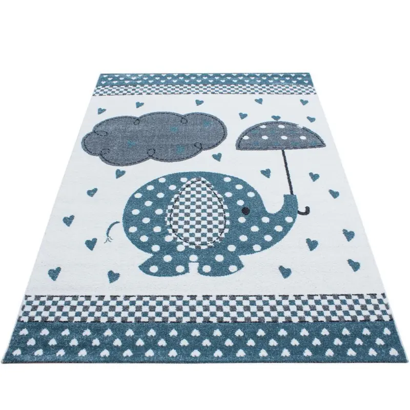 Kinderteppich Elefant Blau/grau/weiß Kids 80x150 Cm