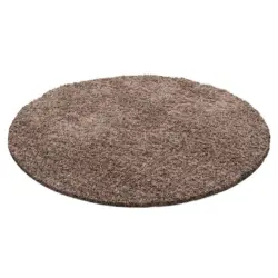 Hochflor Teppich Hellbraun Dream Rund Ø 120 cm