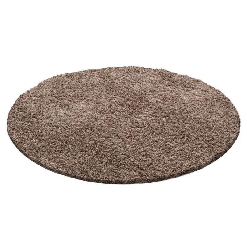 Hochflor Teppich Hellbraun Dream Rund Ø 120 cm
