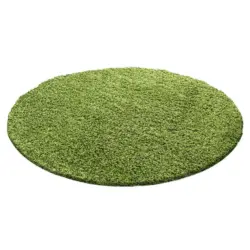 Hochflor Teppich Grün Life Rund Ø 160 Cm