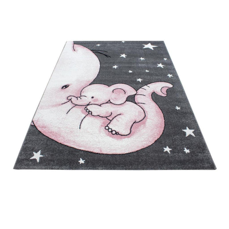 Kinderteppich Elefant Grau/weiß/pink Kids 120x170 Cm