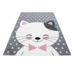 Möbelix Kinderteppich Katze Grau/Weiß/Pink Kids 120x170