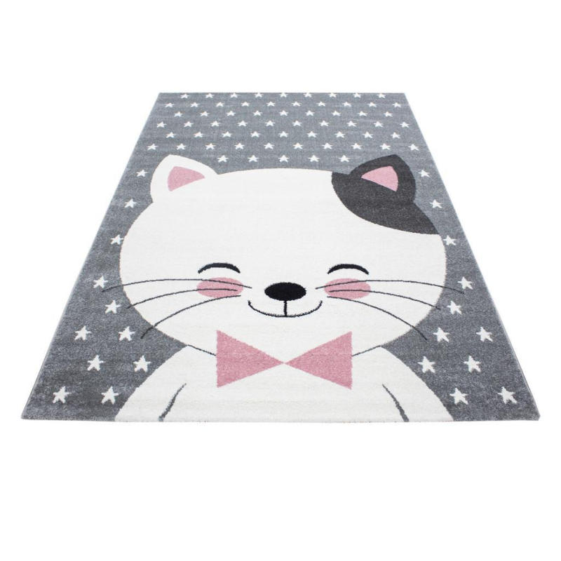 Kinderteppich Katze Grau/weiß/pink Kids 80x150 Cm