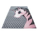 Möbelix Kinderteppich Einhorn Grau/Weiß/Pink Kids 80x150 cm