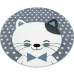 Möbelix Kinderteppich Rund Katze Blau/grau/weiß Kids Ø 160 Cm