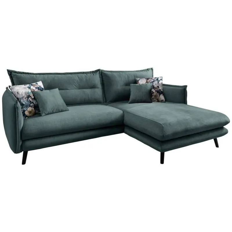 Ecksofa Lazio Mit Kissen Textil Blau/gr&uuml;n