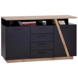 Kommode Mit Soft-close B: 150 Cm Maxi, Grau/eiche Dekor