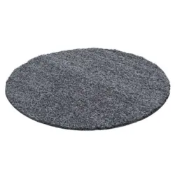Hochflor Teppich Grau Life Rund Ø 200 Cm