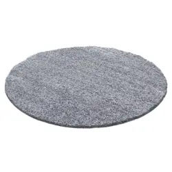 Hochflor Teppich Hellgrau Life Rund Ø 200 Cm