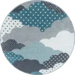 Möbelix Kinderteppich Rund Wolken Blau Bambi ⌀ 120 Cm