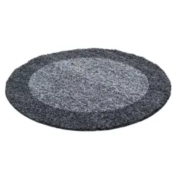 Hochflor Teppich Grau Life Rund Ø 160 cm
