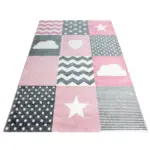 Möbelix Kinderteppich Herz Grau/weiß/pink Kids 80x150 Cm