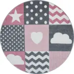 Möbelix Kinderteppich Rund Herz Grau/weiß/pink Kids Ø 120 Cm