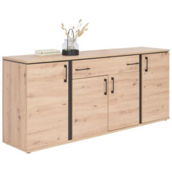 Sideboard Mit Softclose B: 190 cm Nature, Eiche Dekor/Schwarz