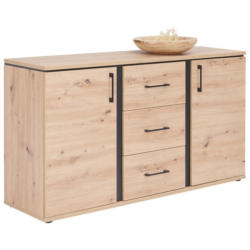 Sideboard Mit Softclose B: 145 cm Nature, Eiche Dekor/Schwarz