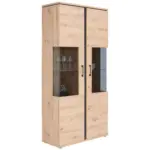 Möbelix Vitrine Mit Softclose B: 95 Cm Nature, Eiche Dekor/schwarz