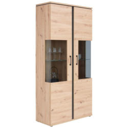 Vitrine Mit Softclose B: 95 Cm Nature, Eiche Dekor/schwarz