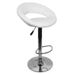 Barhocker H&ouml;henverstellbar Kreta Lederlook Wei&szlig;/chrom