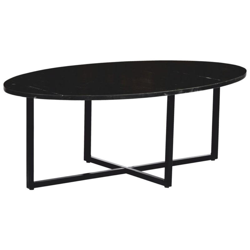 Couchtisch mit Marmorplatte Eliza Marble, Schwarz