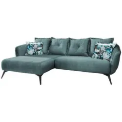 Ecksofa Baggio Mit Kissen Textil Blau/grün